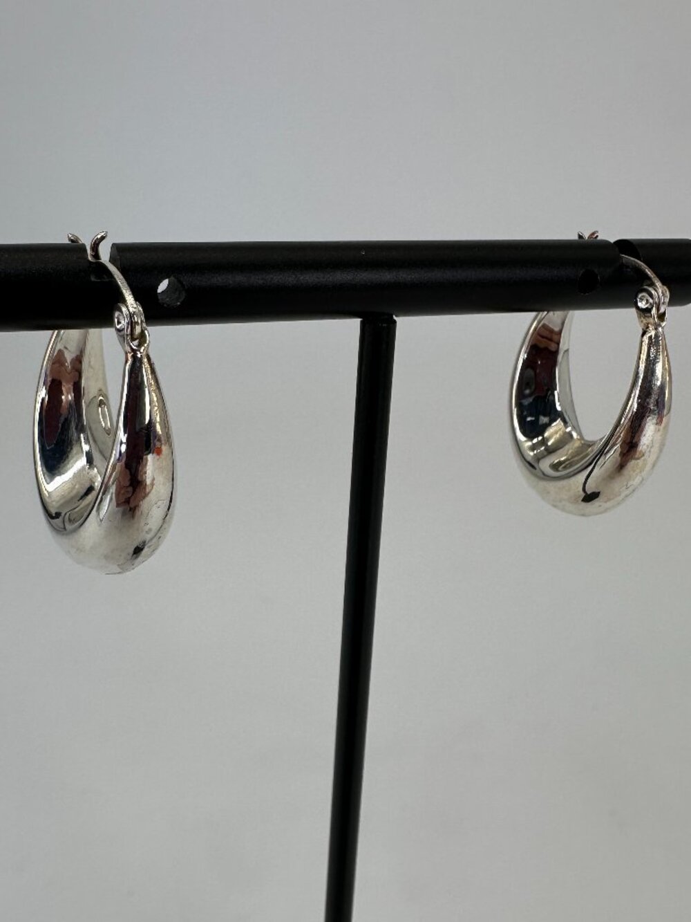 Sterling Silver Teardrop Hoop Earrings